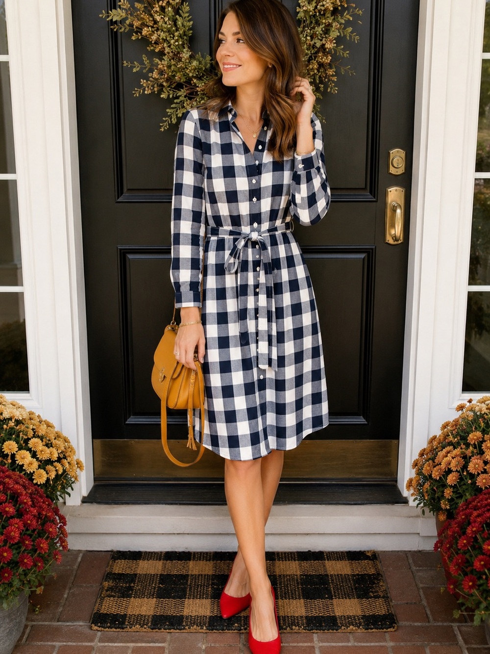 Classic Navy and White Gingham Shirt Dress - J. Crew